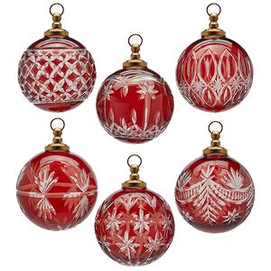 Елочные шары Noventa di Piave 10 см красные, стекло, 6 шт