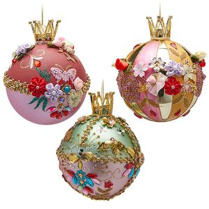 Коллекционные елочные шары Royal Bloom Collection 13 см, стекло, 6 шт