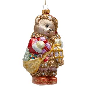 Елочная игрушка Медведь Бенджамин - Novello 15 см, стекло