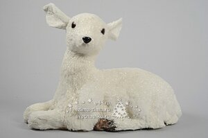 Олень лежащий, белый, 31см