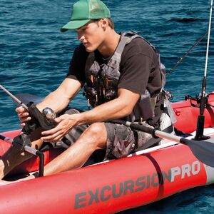 Надувная байдарка Excursion Pro двухместная 384*94*46 см + насос и вёсла INTEX фото 5