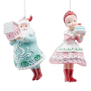 Набор елочных игрушек Mr and Mrs Candy Clause 13 см, 2 шт, подвеска EDG фото 1
