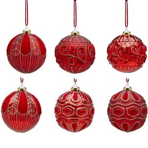 Набор стеклянных шаров Arianna Rouge 10 см, 6 шт