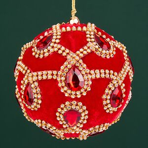 Винтажный елочный шар Regio Pana 10 см красный EDG фото 1