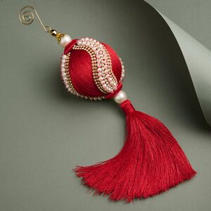 Елочный шар с кисточкой Клодинн 28 см красный