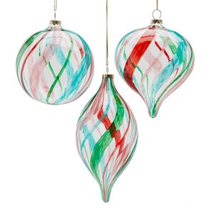 Набор стеклянных елочных игрушек Cleurs de Morrice 10-15 см, 6 шт