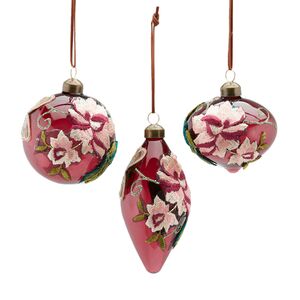 Набор стеклянных елочных игрушек Endellion la Roza 8-12 см, 12 шт