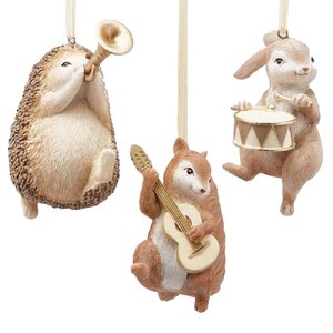 Набор елочных игрушек Лесные Музыканты 9 см, 3 шт, подвеска