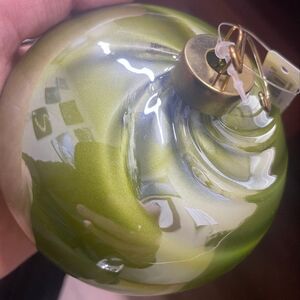 Набор стеклянных елочных игрушек De Calmone 10 см оливковый, 6 шт, уцененный EDG (ЭДГ) фото 3