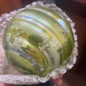 Набор стеклянных елочных игрушек De Calmone 10 см оливковый, 6 шт, уцененный EDG (ЭДГ) фото 2