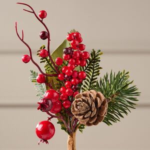 Хвойная Ветка с Ягодами 20 см, ЛИТАЯ + ПВХ