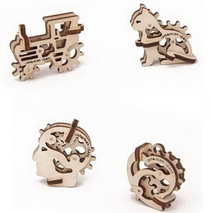 Механический конструктор 3D-пазл Трибики 4 шт 4*4 см 25 эл Ugears (Юджирс) фото 1