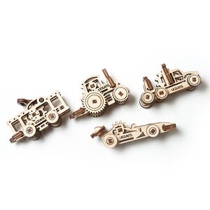 Механический конструктор 3D-пазл Фиджет Транспорт 4 шт 4*7 см 62 эл Ugears фото 2