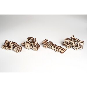 Механический конструктор 3D-пазл Фиджет Транспорт 4 шт 4*7 см 62 эл Ugears фото 3