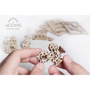 Механический конструктор 3D-пазл Фиджет творчество 4 шт 4*7 см 48 эл Ugears фото 3