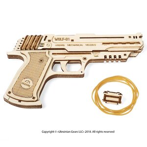 Механический конструктор 3D-пазл Пистолет Вольф-01 23*13 см 62 эл Ugears фото 5