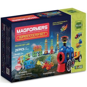 Большой магнитный конструктор Magformers Super Steam Set 297 деталей Magformers фото 1