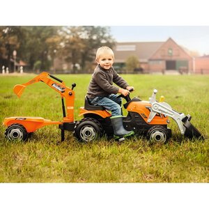 Педальный трактор Smoby Builder Max с 2 ковшами и прицепом 185 см Smoby фото 2