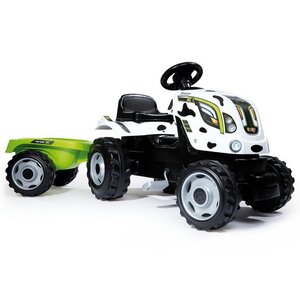 Педальный трактор Smoby XL с прицепом 142 см, бело-черный