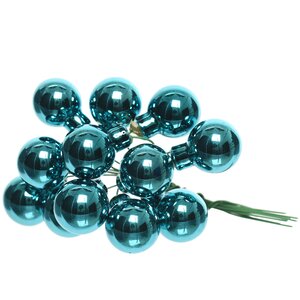 Гроздь стеклянных шаров на проволоке 2.5 см бирюзовый глянцевый, 12 шт Kaemingk фото 1