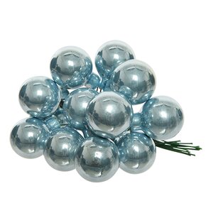 Гроздь стеклянных шаров на проволоке 2.5 см misty blue глянцевый, 12 шт