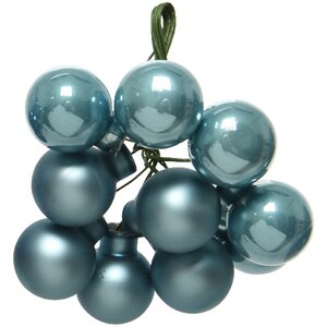 Гроздь стеклянных шаров на проволоке 2 см голубой туман mix, 10 шт Kaemingk фото 1
