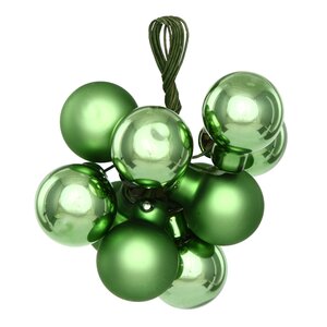 Гроздь стеклянных шаров на проволоке 2 см луговой зеленый mix, 10 шт
