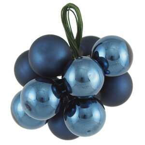 Гроздь стеклянных шаров на проволоке 2 см синий бархат mix, 10 шт Winter Deco фото 1