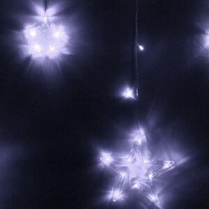 Светодиодная гирлянда бахрома Звезды 2.5*0.9 м, 138 холодных белых LED ламп, прозрачный ПВХ, контроллер, IP20 Serpantin фото 2