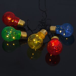 Ретро гирлянда на батарейках Glow 5 разноцветных лампочек, 1 м, черный ПВХ, IP44 Star Trading фото 2
