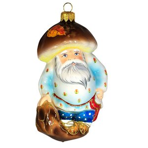 Стеклянная ёлочная игрушка Старичок-Боровичок 13 см, подвеска Фабрика Ариель фото 1