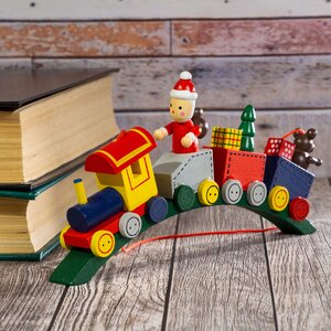 Деревянная елочная игрушка-статуэтка Поезд с Сантой - Краски Детства 17 см, подвеска