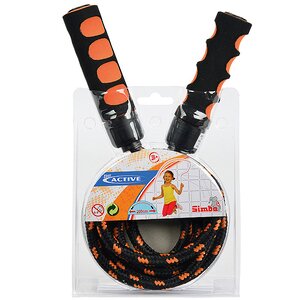 Скакалка с антискользящими ручками, 2 м, черный с оранжевым Simba фото 1