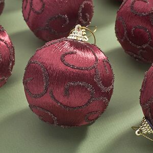 Набор елочных шаров Барокко 8 см, 12 шт, бордовый Kaemingk фото 2