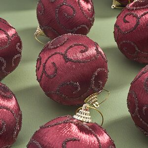 Набор елочных шаров Барокко 8 см, 12 шт, бордовый Kaemingk фото 3