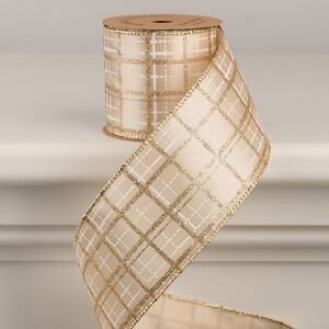 Декоративная лента в клетку Motif Mignon 270*6 см золотистая