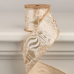 Декоративная лента Новогодний Узор - Motif Mignon 270*6 см золотистая