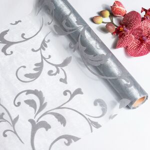 Ткань для декорирования 30*500 см серебряная, органза с флоком Koopman фото 1