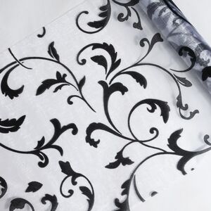 Ткань для декорирования 30*500 см серебряная с черным, органза с флоком Koopman фото 3