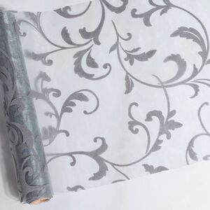 Ткань для декорирования 30*500 см серебряная, органза с флоком Koopman фото 3