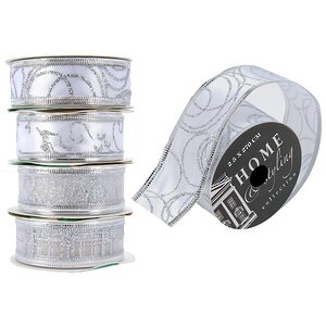 Новогодняя лента Звездочка белая 270*2.5 см органза Koopman фото 2