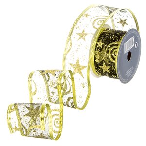Новогодняя лента Звездочка черная 270*4 см органза Koopman фото 1