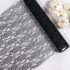 Ткань для декорирования Цветочное Кружево 30*500 см черная