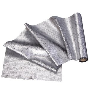 Ткань для декора Божоле 25*125 см с двусторонними пайетками серебряная