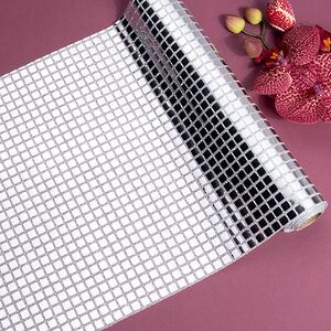 Ткань для декора Bonnie с квадратными пайетками 28*200 см серебряная 