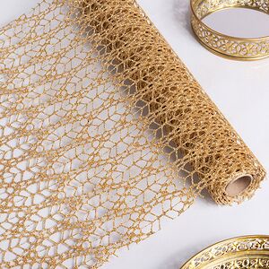Ткань для декора Ажурная Сетка Savannah 28*150 см золотая