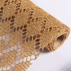 Ткань для декора Ажурная Сетка Steppe 28*150 см золотая Koopman (Купман) фото 3