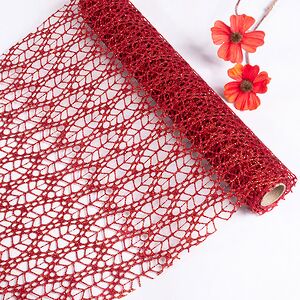 Ткань для декора Ажурная Сетка Savannah 28*150 см красная