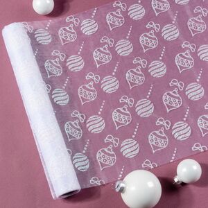 Ткань для декора Новогодняя 30*200 см, органза