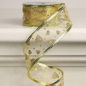 Декоративная лента Элеганца - Сердечки 270*4 см золотая Koopman фото 1